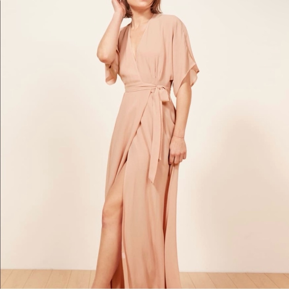 Reformation Winslow Wrap Blush/Nude/Cream Maxi Dress - Picture 3 of 12